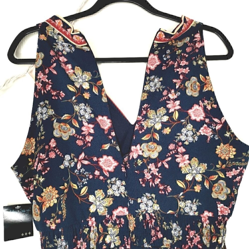 NWT Gabby Skye Women's 12 RN# 67473 Floral Zipper Dress Tribal Boho Blue Red - Picture 16 of 16